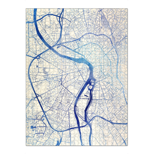 Puzzle Ravensburger "Toulouse Frankreich Blue Infusion Map II" artboxONE - Städte,Reise,Kartografie - Städte,Stadtkarte,Wasserfarbe,Rosequartz