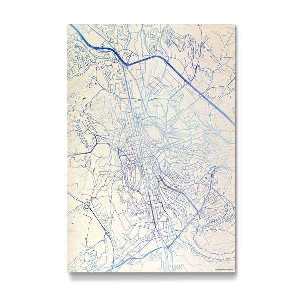 Galerie-Print "Saint-Étienne Frankreich Blue Infusion Map II" 30x20 cm artboxONE