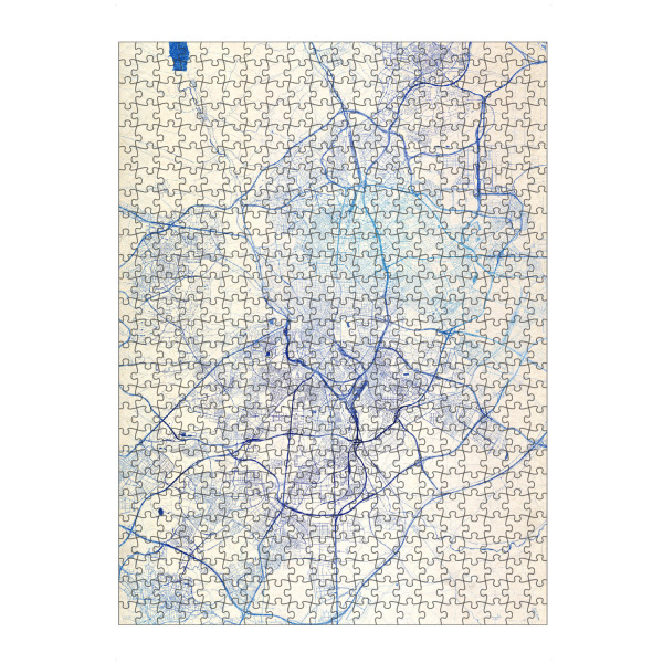 Puzzle Ravensburger "Madrid Spanien Blue Infusion Map I" artboxONE - Städte,Reise,Kartografie - Städte,Stadtkarte,Wasserfarbe,Rosequartz