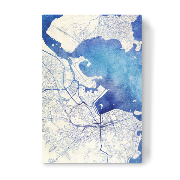 Leinwandbild "Rio-de-Janeiro Brasilien Blue Infusion Map II" artboxONE - Städte,Reise,Kartografie - Städte,Stadtkarte,Wasserfarbe,Rosequartz