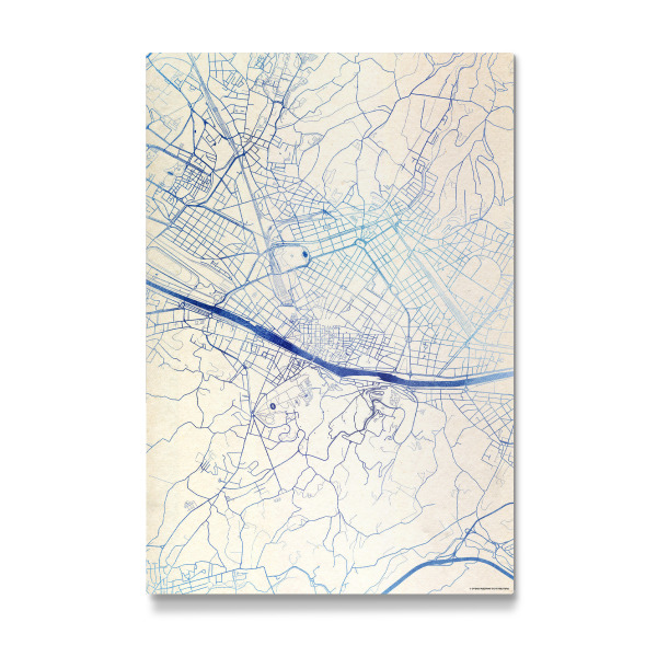 Galerie-Print "Florenz Italien Blue Infusion Map I" 30x20 cm artboxONE