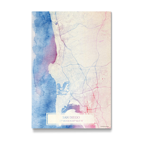 Galerie-Print "San-Diego USA Map Rose And Serenity I" 30x20 cm artboxONE