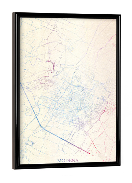 Poster mit schwarzem Rahmen "Modena Italien Map Rose And Serenity III" artboxONE - Städte,Reise,Kartografie