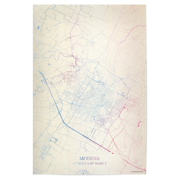 Poster 30x20 cm "Modena Italien Map Rose And Serenity III" artboxONE - Städte,Reise,Kartografie - Städte,Stadtkarte,Wasserfarbe,Rosequartz