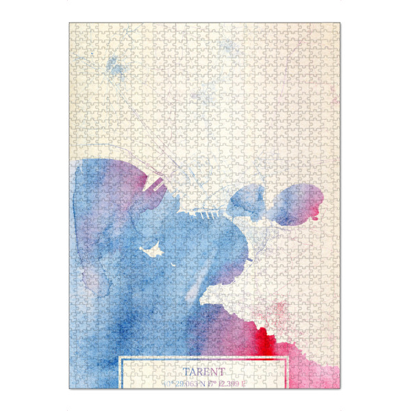 Puzzle Ravensburger "Tarent Italien Map Rose And Serenity I" artboxONE - Städte,Reise,Kartografie - Städte,Stadtkarte,Wasserfarbe,Rosequartz