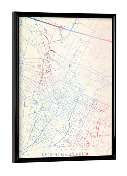 Poster mit schwarzem Rahmen "Reggio-nell’Emilia Italien Map Rose And Serenity II" artboxONE - Städte,Reise,Kartografie