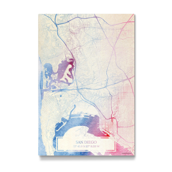 Galerie-Print "San-Diego USA Map Rose And Serenity II" 30x20 cm artboxONE