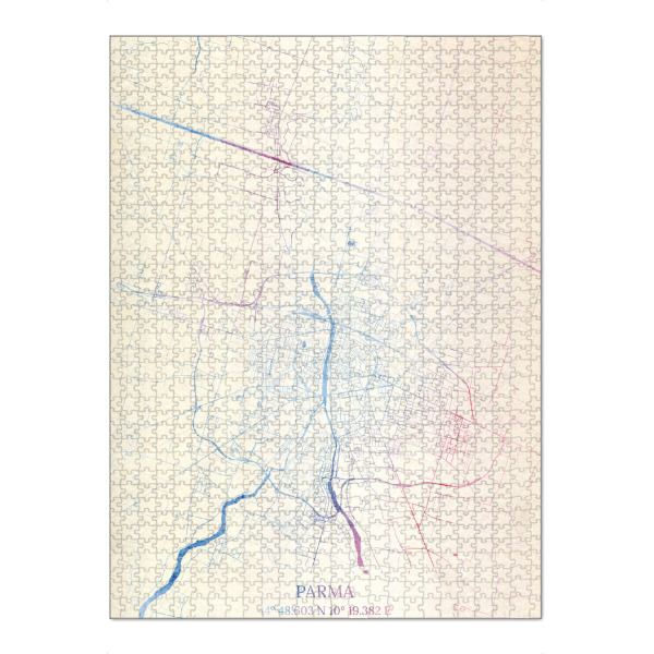 Puzzle Ravensburger "Parma Italien Map Rose And Serenity I" artboxONE - Städte,Reise,Kartografie - Städte,Stadtkarte,Wasserfarbe,Rosequartz