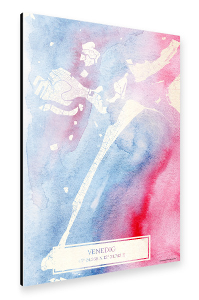 Alu-Dibond "Venedig Italien Map Rose And Serenity I" 30x20 cm artboxONE