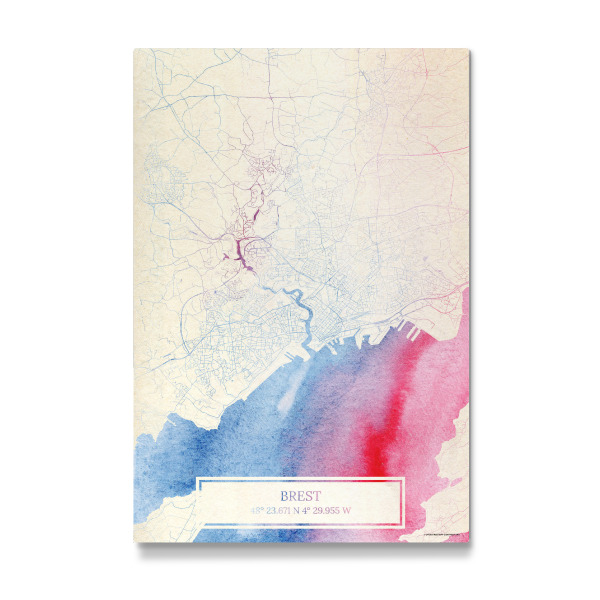 Galerie-Print "Brest Frankreich Map Rose And Serenity I" 30x20 cm artboxONE