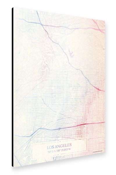 Alu-Dibond "Los-Angeles USA Map Rose And Serenity II" 30x20 cm artboxONE