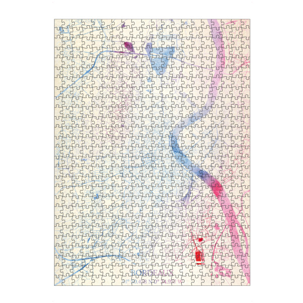 Puzzle Ravensburger "Bordeaux Frankreich Map Rose And Serenity II" artboxONE - Städte,Reise,Kartografie - Städte,Stadtkarte,Wasserfarbe,Rosequartz