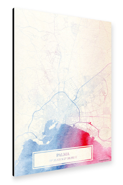 Alu-Dibond "Palma Mallorca Map Rose And Serenity I" 30x20 cm artboxONE