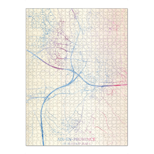 Puzzle Ravensburger "Aix-en-Provence Frankreich Map Rose And Serenity I" artboxONE - Städte,Reise,Kartografie