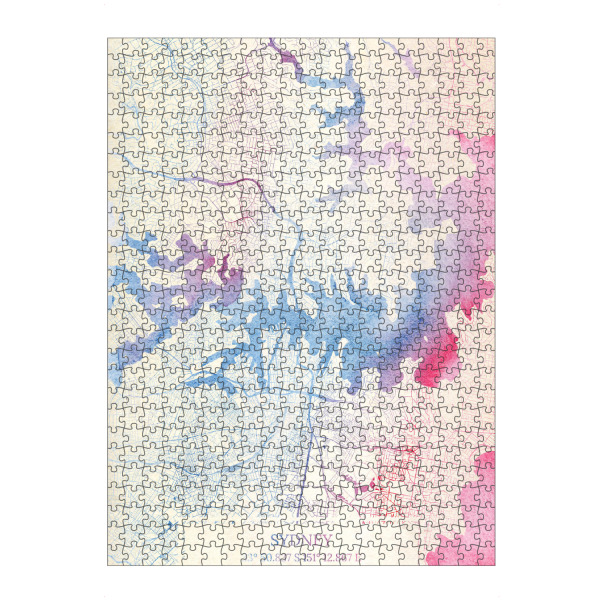 artboxONE Puzzle "Sydney Australien Map Rose And Serenity II" artboxONE - Städte,Reise,Kartografie - Städte,Stadtkarte,Wasserfarbe,Rosequartz