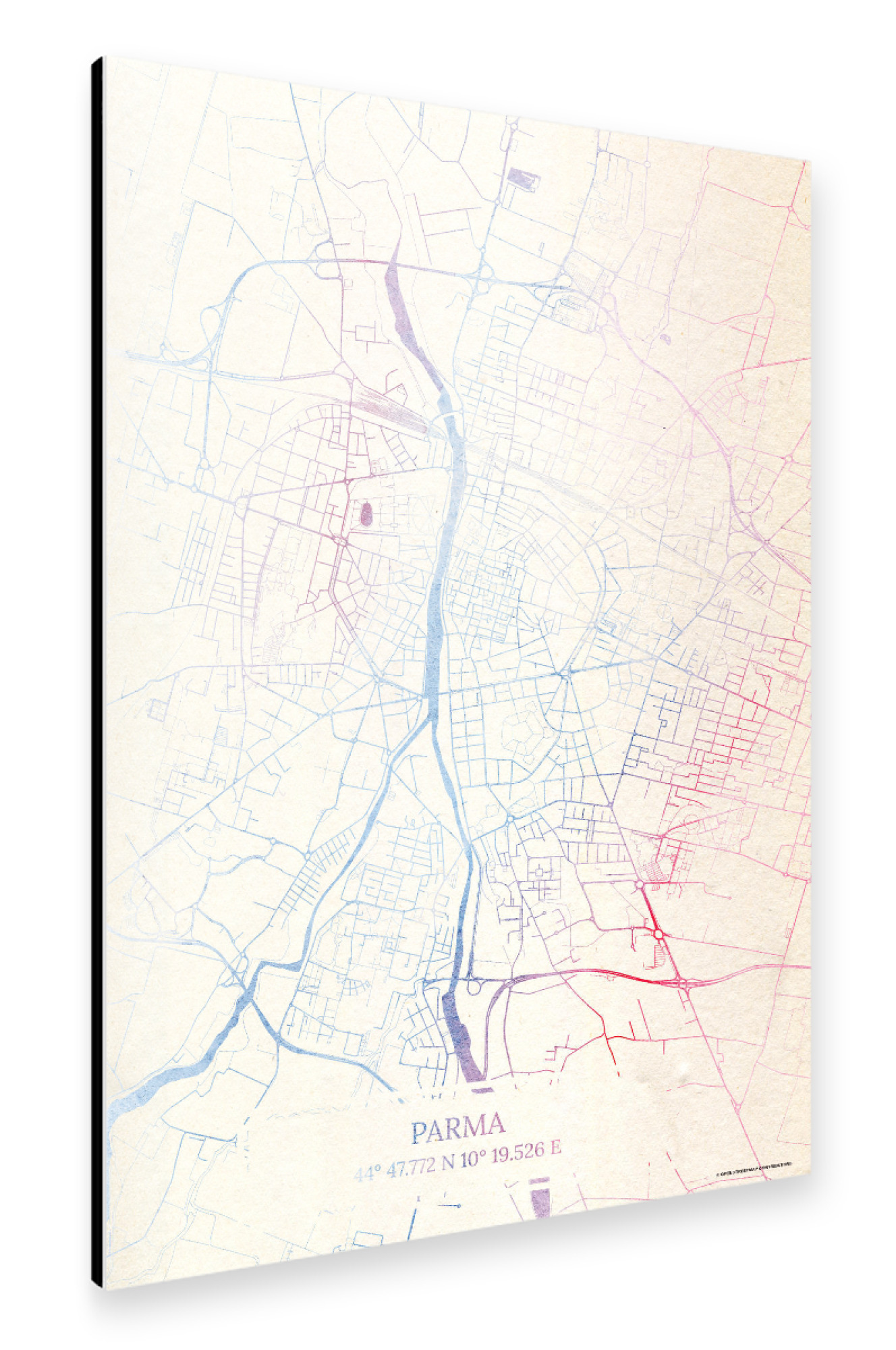 Alu-Dibond "Parma Italien Map Rose And Serenity II" 75x50 cm artboxONE