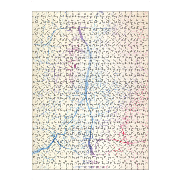 Puzzle Ravensburger "Parma Italien Map Rose And Serenity II" artboxONE - Städte,Reise,Kartografie - Städte,Stadtkarte,Wasserfarbe,Rosequartz