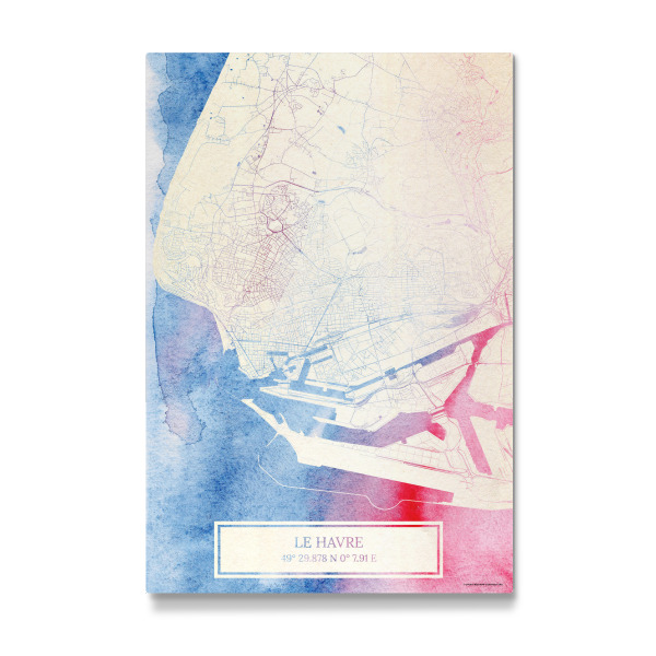 Galerie-Print "Le-Havre Frankreich Map Rose And Serenity I" 30x20 cm artboxONE