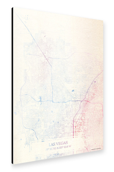 Alu-Dibond "Las-Vegas USA Map Rose And Serenity I" 30x20 cm artboxONE