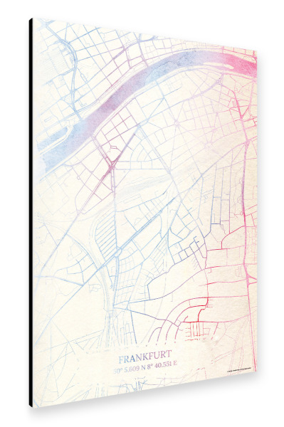 Alu-Dibond "Frankfurt-Sachsenhausen Deutschland Map Rose And Serenity I" 30x20 cm artboxONE