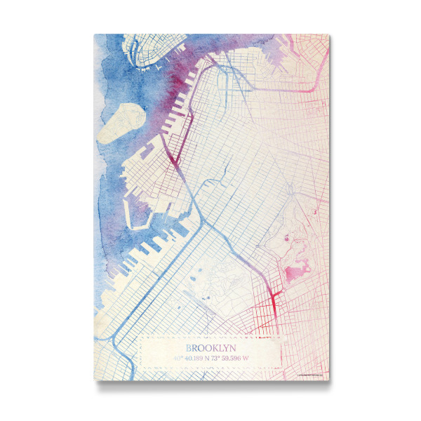 Galerie-Print "Brooklyn USA Map Rose And Serenity I" 30x20 cm artboxONE
