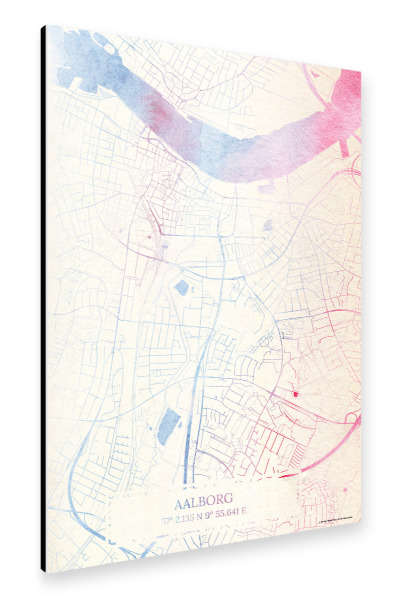 Alu-Dibond "Aalborg Dänemark Map Rose And Serenity I" 30x20 cm artboxONE