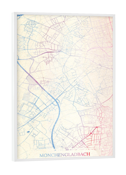 Poster mit weißem Rahmen "Mönchengladbach Deutschland Map Rose And Serenity I" artboxONE - Städte,Reise,Kartografie
