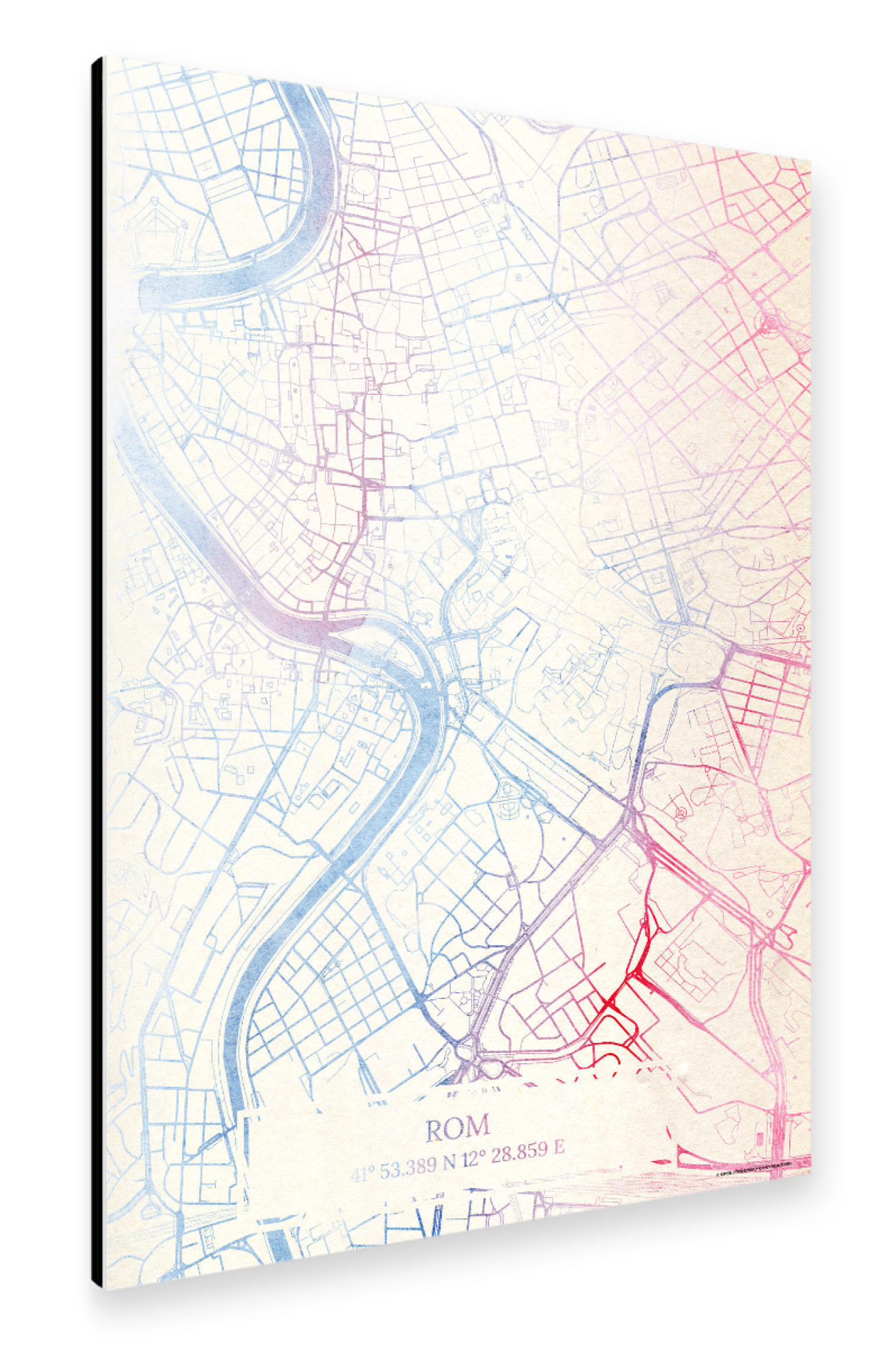 Alu-Dibond "Rom Italien Map Rose And Serenity II" 75x50 cm artboxONE