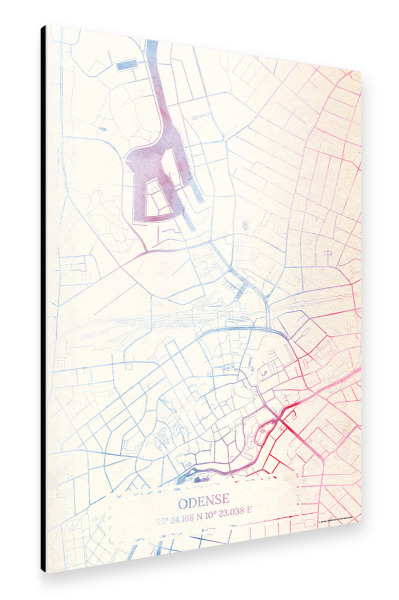 Alu-Dibond "Odense Dänemark Map Rose And Serenity II" 30x20 cm artboxONE