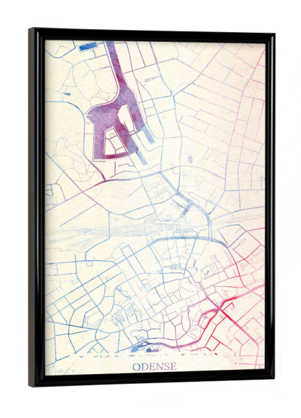 Poster mit schwarzem Rahmen "Odense Dänemark Map Rose And Serenity II" artboxONE - Städte,Reise,Kartografie