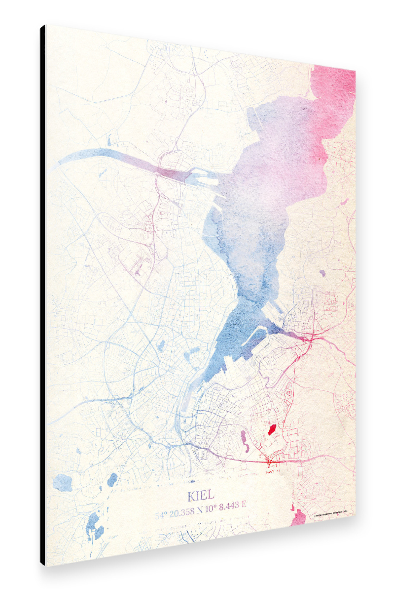 Alu-Dibond "Kiel Deutschland Map Rose And Serenity II" 75x50 cm artboxONE