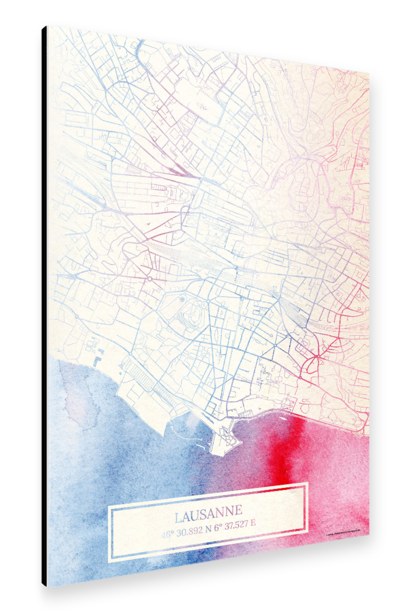 Alu-Dibond "Lausanne Schweiz Map Rose And Serenity II" 75x50 cm artboxONE