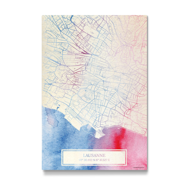 Galerie-Print "Lausanne Schweiz Map Rose And Serenity II" 30x20 cm artboxONE