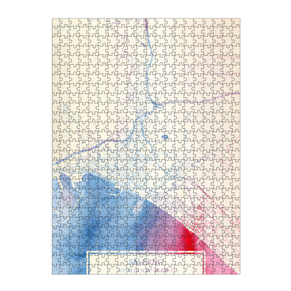 Puzzle Ravensburger "Salerno Italien Map Rose And Serenity I" artboxONE - Städte,Reise,Kartografie - Städte,Stadtkarte,Wasserfarbe,Rosequartz