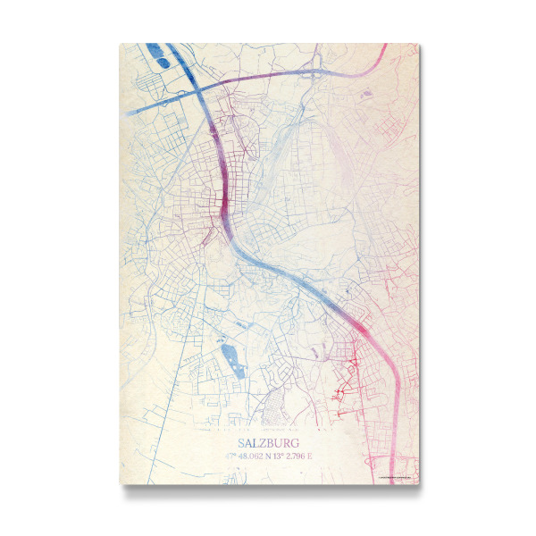 Galerie-Print "Salzburg Österreich Map Rose And Serenity II" 30x20 cm artboxONE