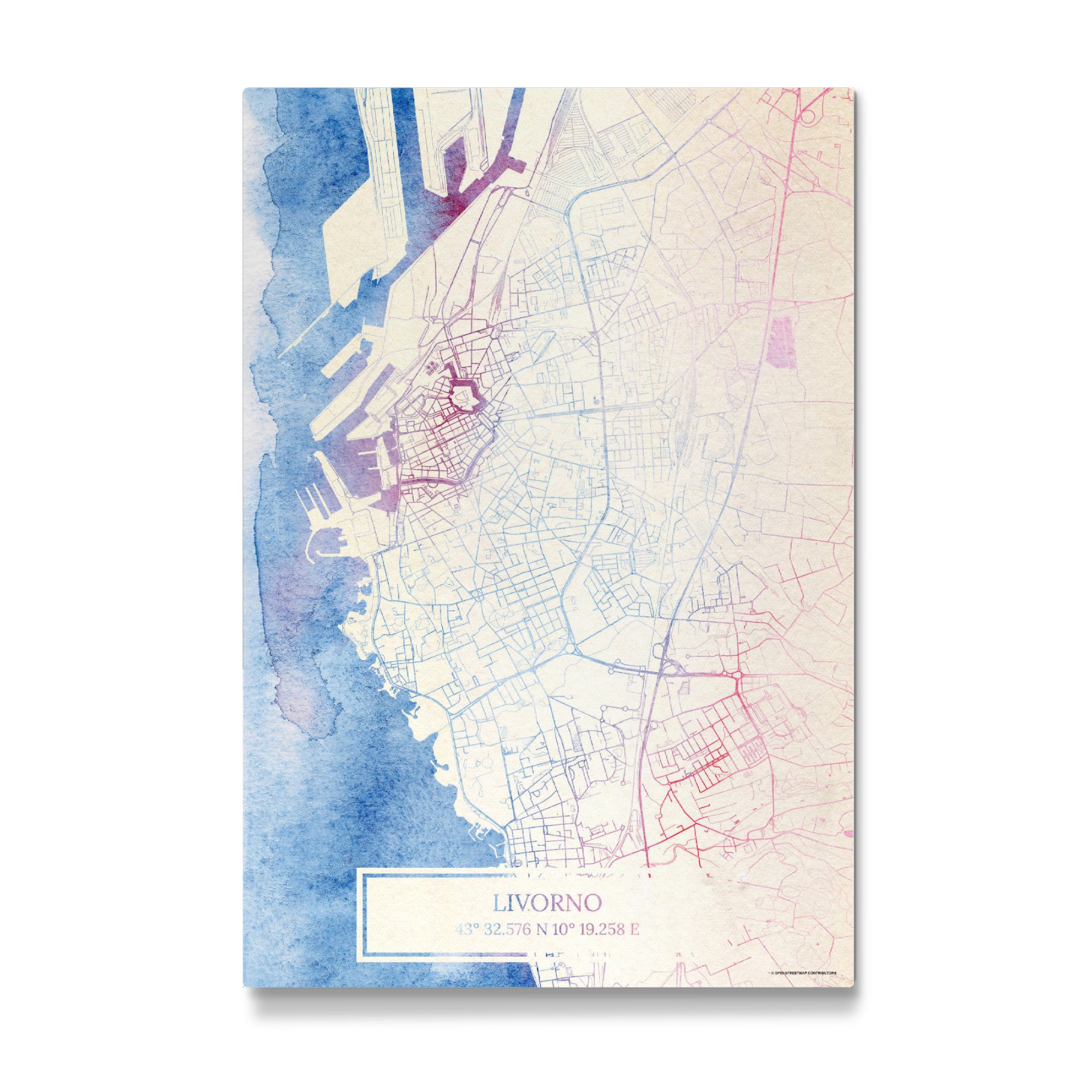 Galerie-Print "Livorno Italien Map Rose And Serenity II" 75x50 cm artboxONE