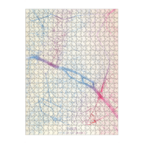 artboxONE Puzzle "Paris Frankreich Map Rose And Serenity II" artboxONE - Städte,Reise,Kartografie - Städte,Stadtkarte,Wasserfarbe,Rosequartz