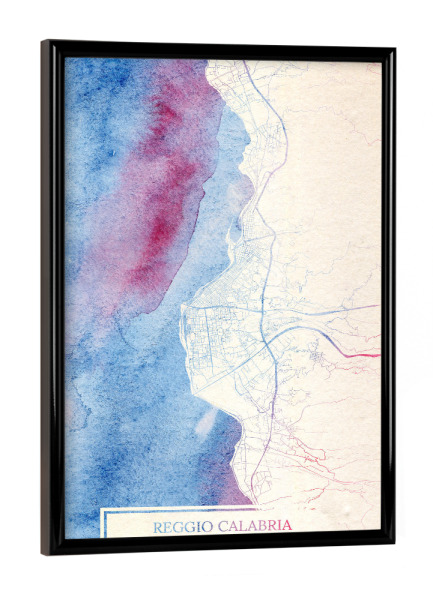 Poster mit schwarzem Rahmen "Reggio-Calabria Italien Map Rose And Serenity II" artboxONE - Städte,Reise,Kartografie