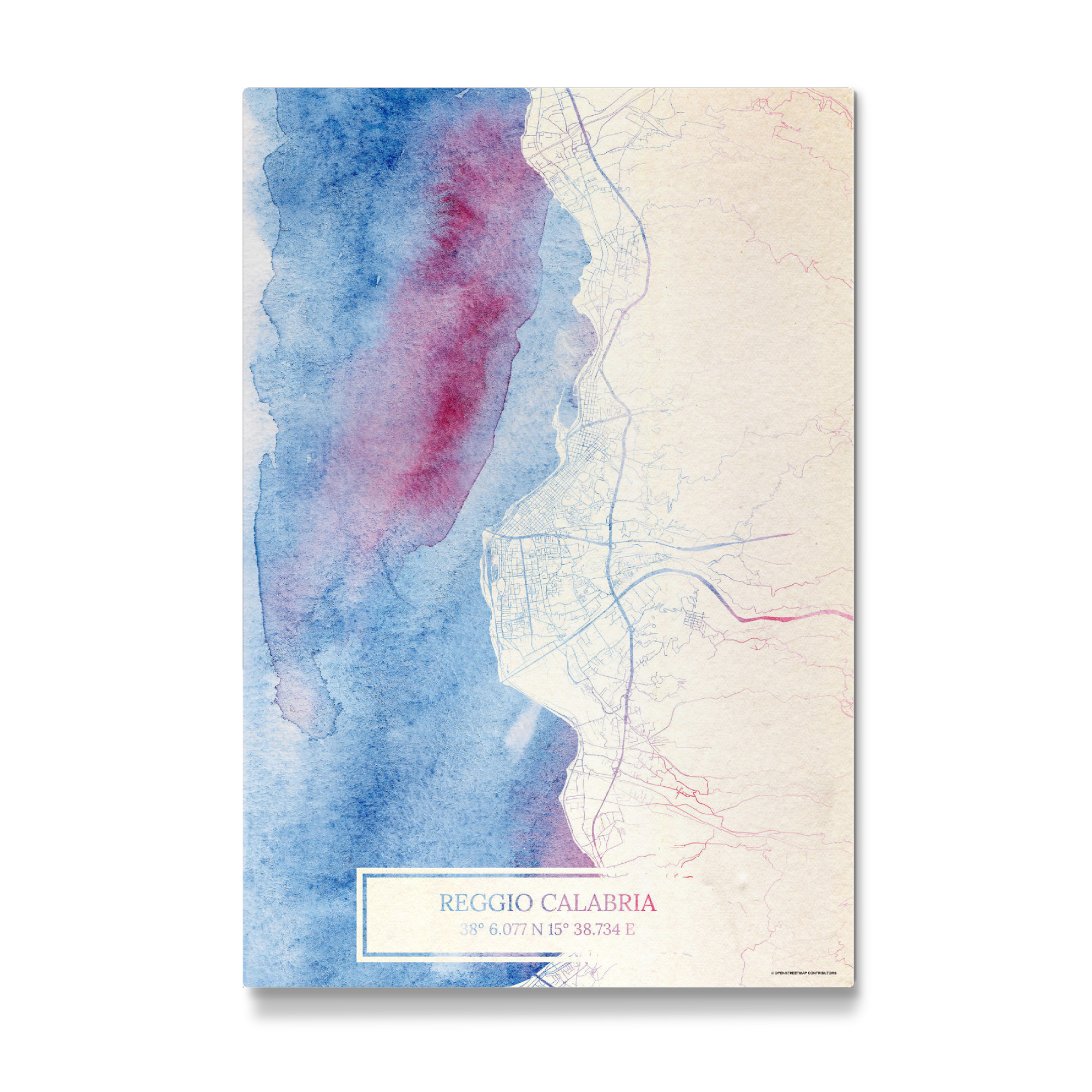 Galerie-Print "Reggio-Calabria Italien Map Rose And Serenity II" 75x50 cm artboxONE