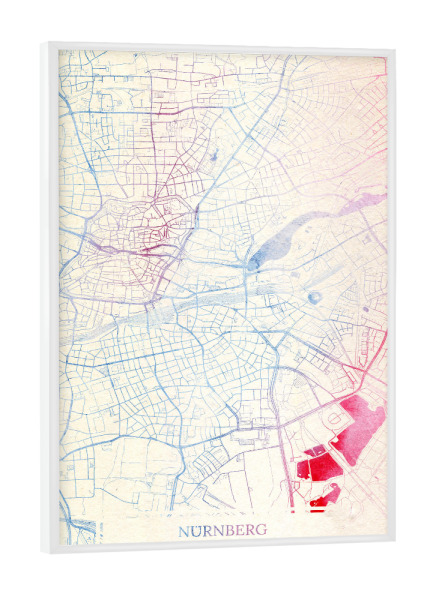 Poster mit weißem Rahmen "Nürnberg Deutschland Map Rose And Serenity I" artboxONE - Städte,Reise,Kartografie