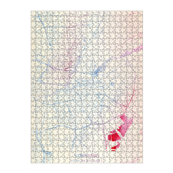 Puzzle Ravensburger "Nürnberg Deutschland Map Rose And Serenity I" artboxONE - Städte,Reise,Kartografie - Städte,Stadtkarte,Wasserfarbe,Rosequartz