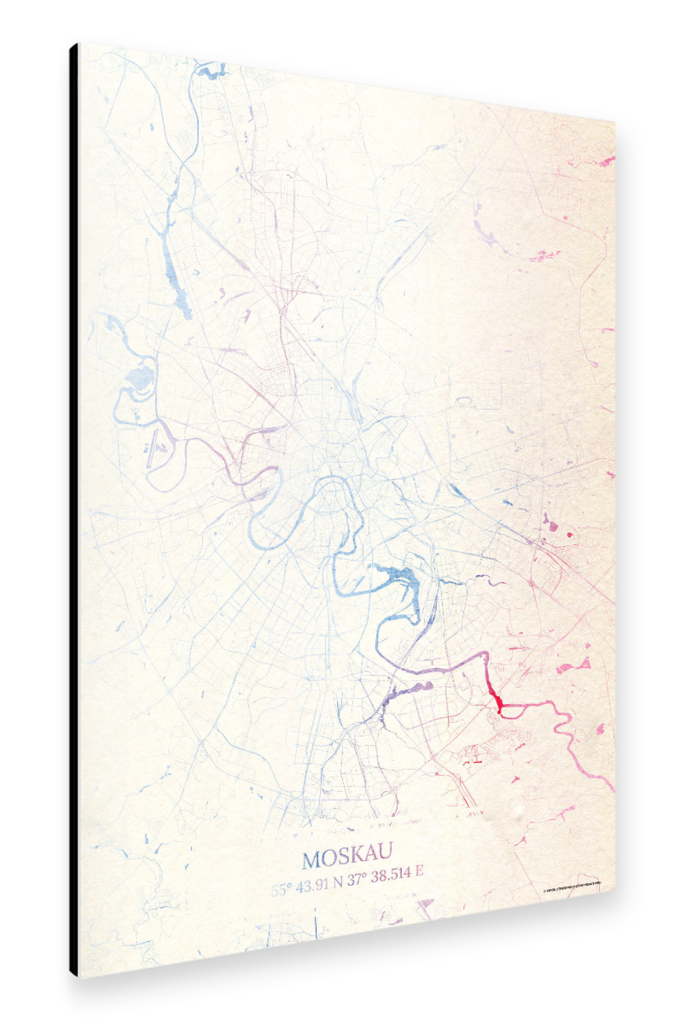 Alu-Dibond "Moskau Russland Map Rose And Serenity I" 75x50 cm artboxONE