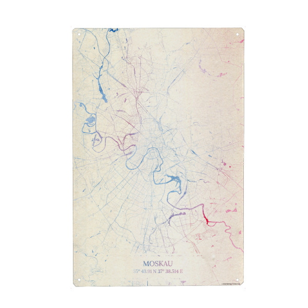 Holzbild "Moskau Russland Map Rose And Serenity I" artboxONE - Städte,Reise,Kartografie - Städte,Stadtkarte,Wasserfarbe,Rosequartz