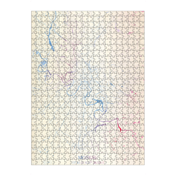 Puzzle Ravensburger "Moskau Russland Map Rose And Serenity I" artboxONE - Städte,Reise,Kartografie - Städte,Stadtkarte,Wasserfarbe,Rosequartz