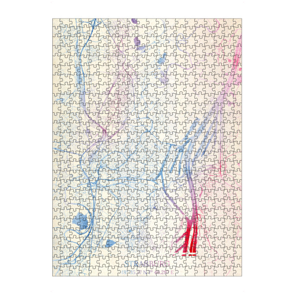 Puzzle Ravensburger "Straßburg Frankreich Map Rose And Serenity I" artboxONE - Städte,Reise,Kartografie - Städte,Stadtkarte,Wasserfarbe,Rosequartz