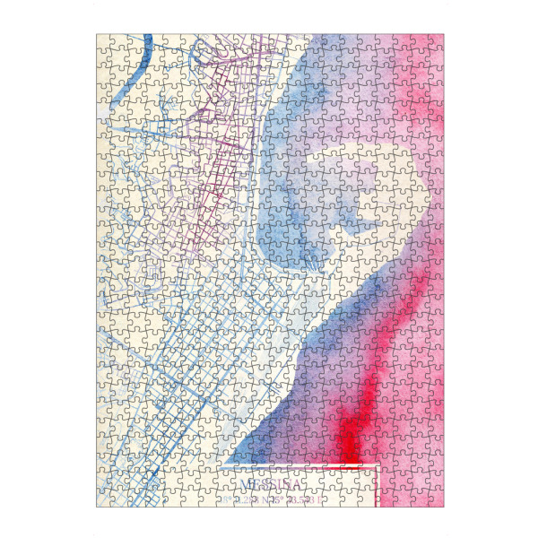 artboxONE Puzzle "Messina Italien Map Rose And Serenity II" artboxONE - Städte,Reise,Kartografie - Städte,Stadtkarte,Wasserfarbe,Rosequartz