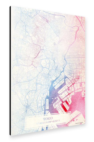 Alu-Dibond "Tokio Japan Map Rose And Serenity II" 30x20 cm artboxONE