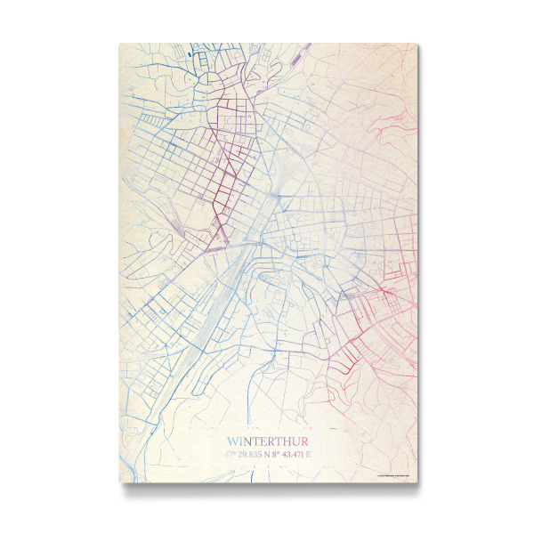 Galerie-Print "Winterthur Schweiz Map Rose And Serenity II" 30x20 cm artboxONE