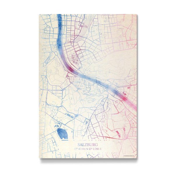 Galerie-Print "Salzburg Österreich Map Rose And Serenity I" 30x20 cm artboxONE