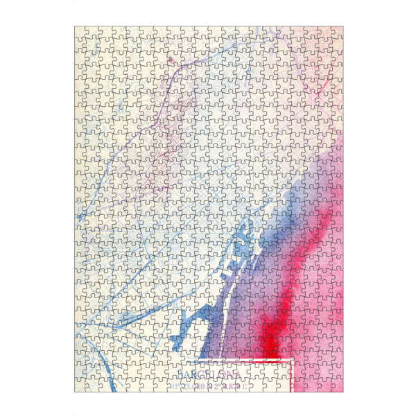Puzzle Ravensburger "Barcelona Spanien Map Rose And Serenity I" artboxONE - Städte,Reise,Kartografie - Städte,Stadtkarte,Wasserfarbe,Rosequartz